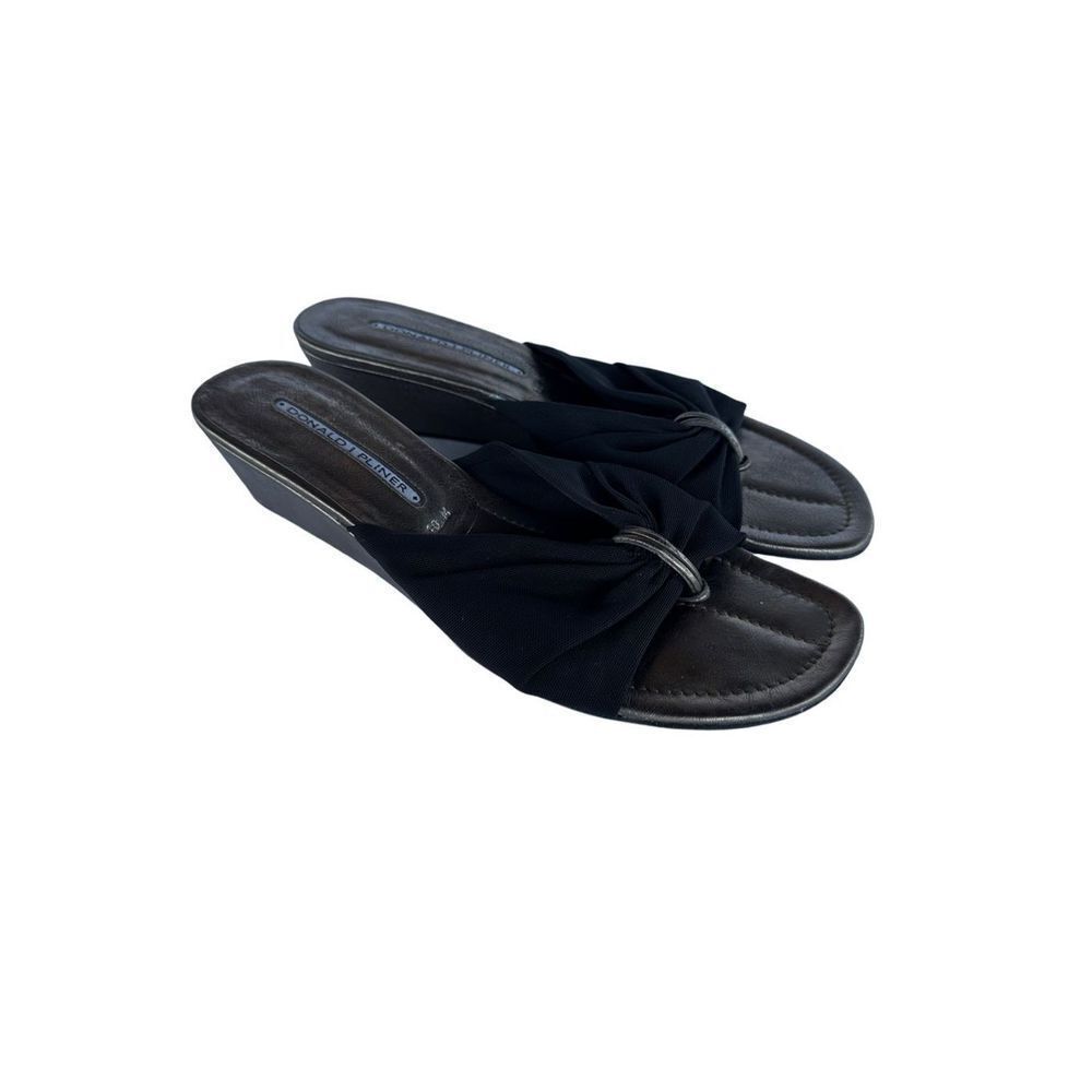 Donald J Pliner Slide Wedge Heels Stretch Black Size 10M